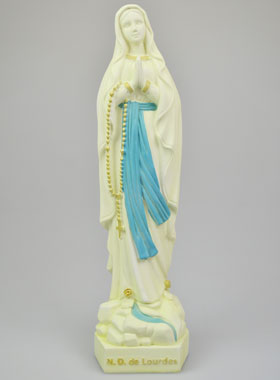 Statue Notre Dame de Lourdes au Voile Phospho - 30cm (pic 1)