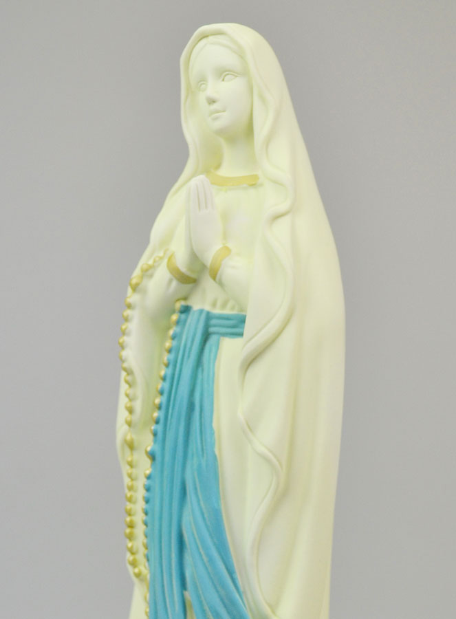 Statue Notre Dame de Lourdes au Voile Phospho - 30cm (pic 4)