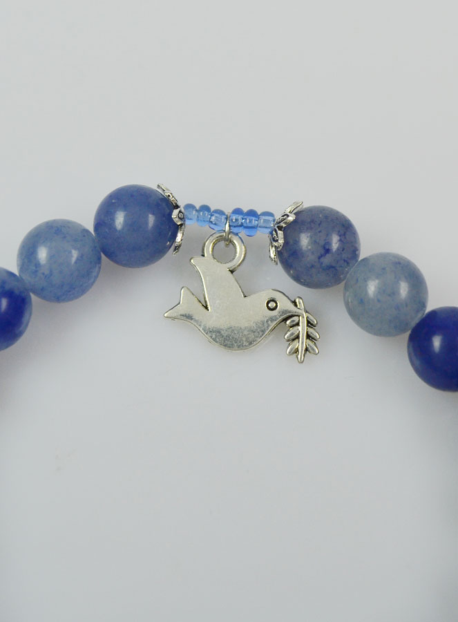 Bracelet en Pierres Naturelles de Calcedoine - Vierge Marie & Saint Esprit (pic 4)
