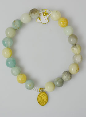 Bracelet Religieux en Pierre d'Amazonite - ND de Guadalupe et St Esprit (pic 1)