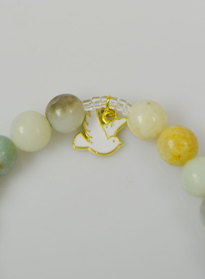 Bracelet Religieux en Pierre d'Amazonite - ND de Guadalupe et St Esprit (pic 4)