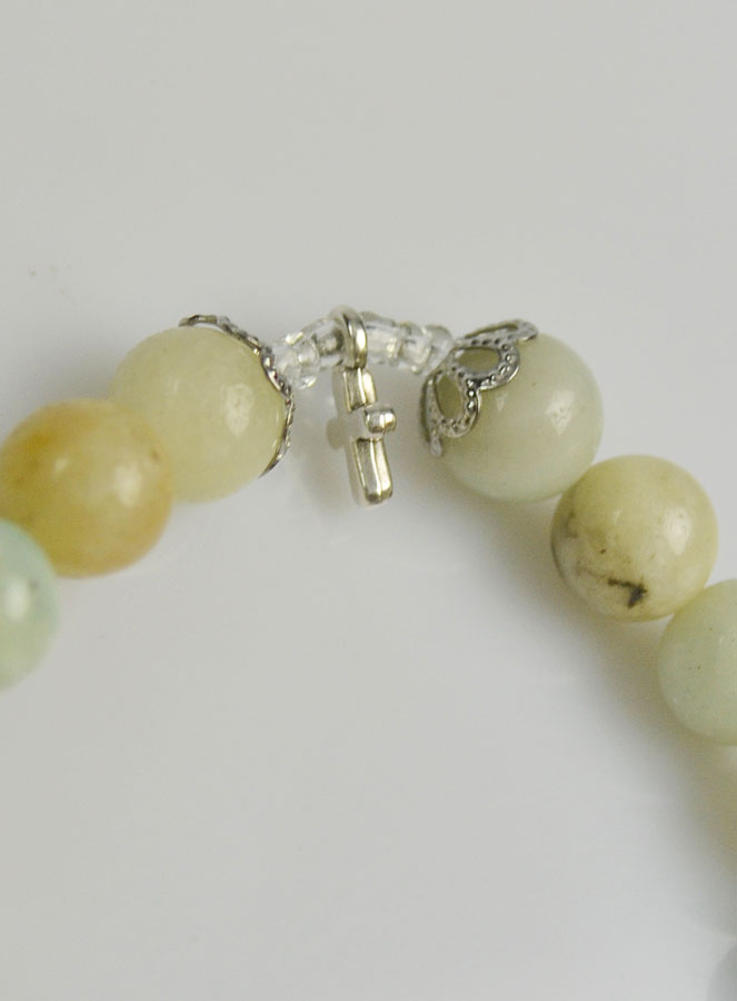Bracelet Religieux en Pierre d'Amazonite - Saint Benoit et Croix (pic 4)