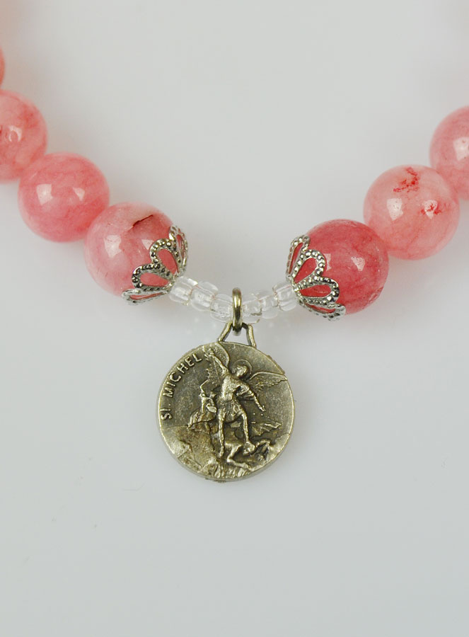 Bracelet Religieux en Pierres d'Agate - St Benoît & St Michel (pic 3)