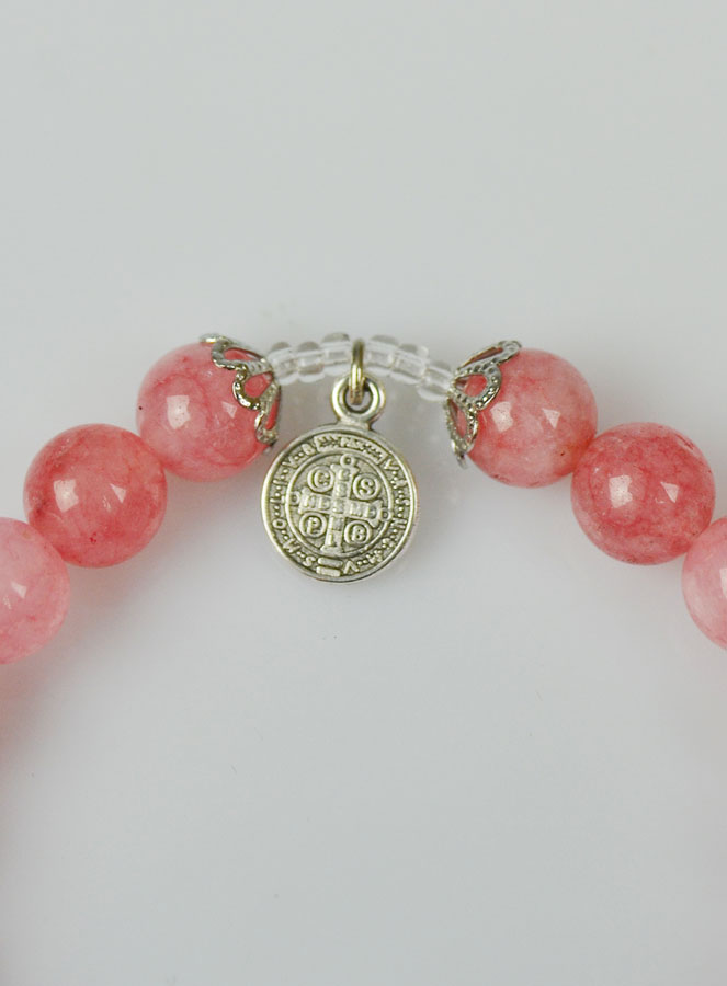 Bracelet Religieux en Pierres d'Agate - St Benoît & St Michel (pic 4)
