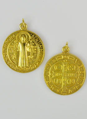 Médaille de Saint Benoit Doré - 30 mm (pic 1)