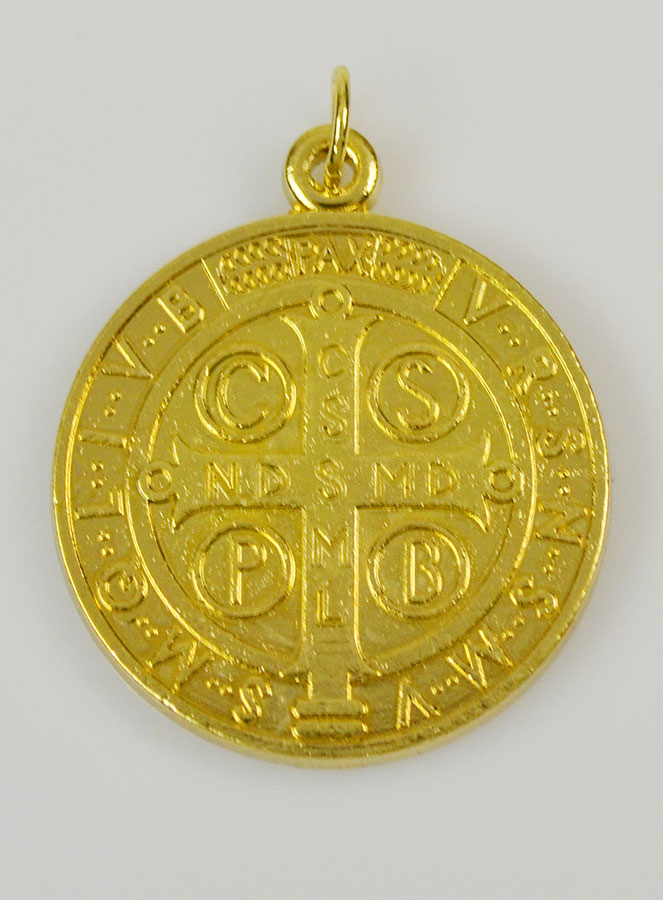 Médaille de Saint Benoit Doré - 30 mm (pic 4)
