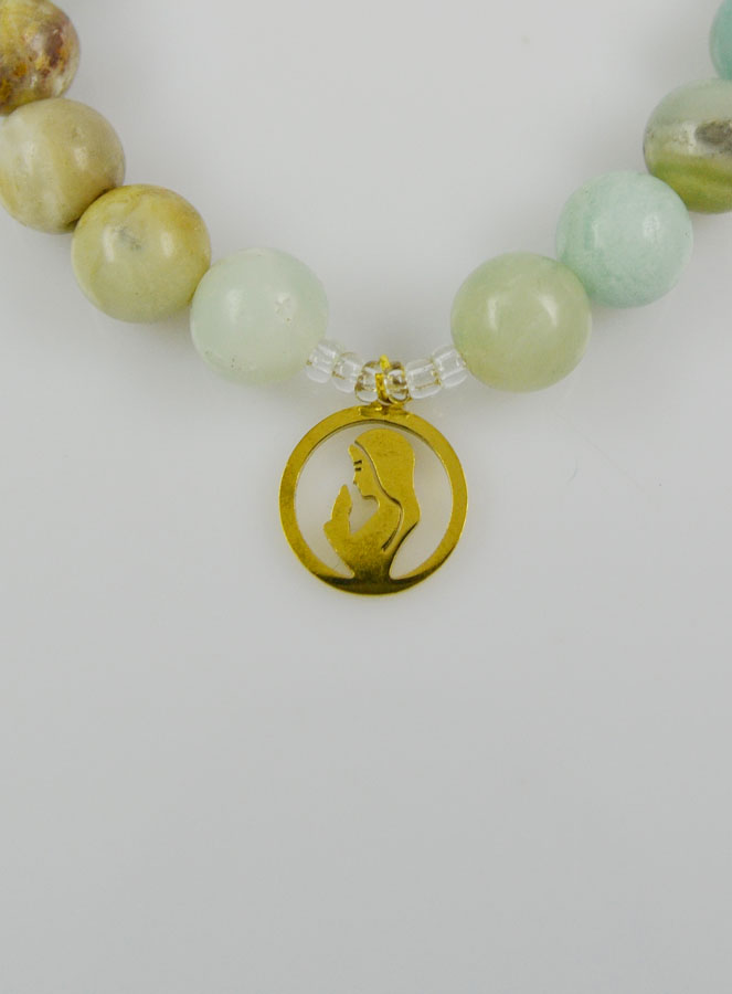 Bracelet Religieux en Pierre d'Amazonite - Sainte Vierge & Saint Esprit (pic 3)