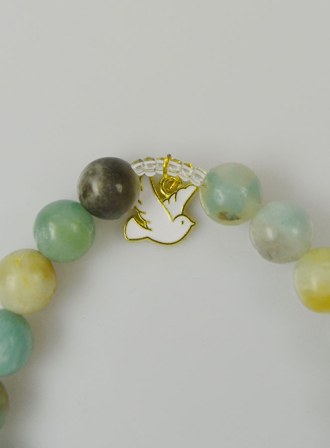 Bracelet Religieux en Pierre d'Amazonite - Sainte Vierge & Saint Esprit (pic 4)