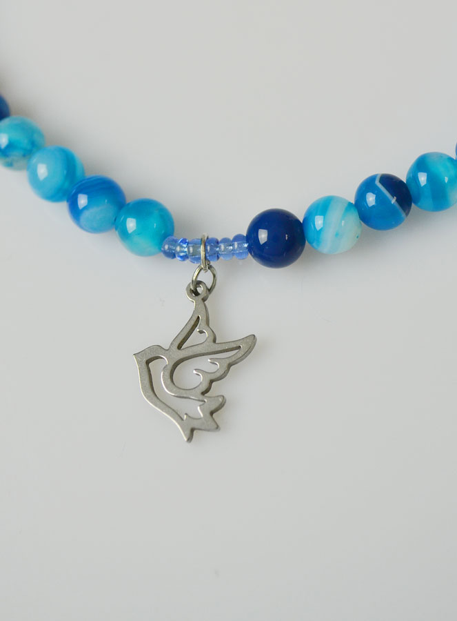 Chapelet en Pierre Naturelle d'Agate - Esprit Saint (pic 3)