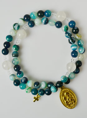 Chapelet en Pierres d'Agate Verte - Saint Joseph (pic 1)
