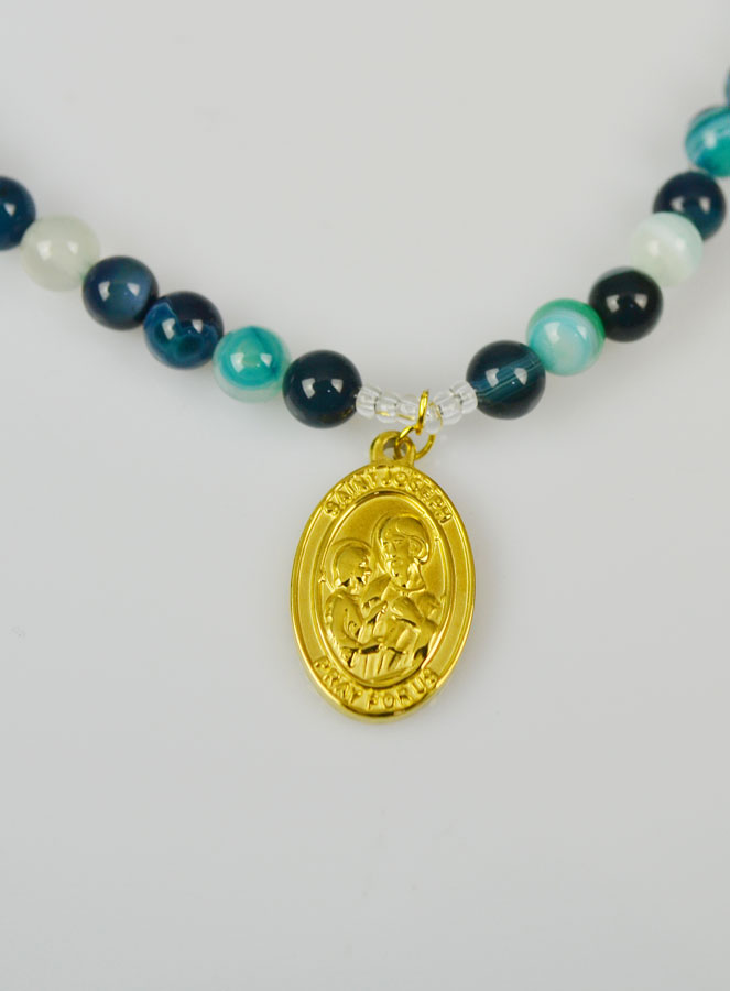 Chapelet en Pierres d'Agate Verte - Saint Joseph (pic 4)