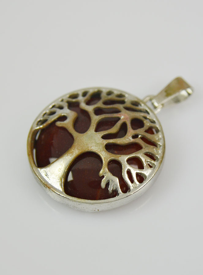 Pendentif Arbre de Vie & Pierre de Cornaline - Argenté (pic 3)