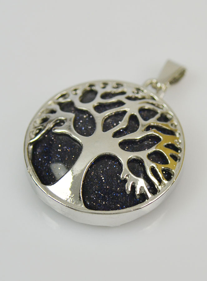 Pendentif Arbre de Vie & Pierre de Goldstone - Argenté (pic 3)