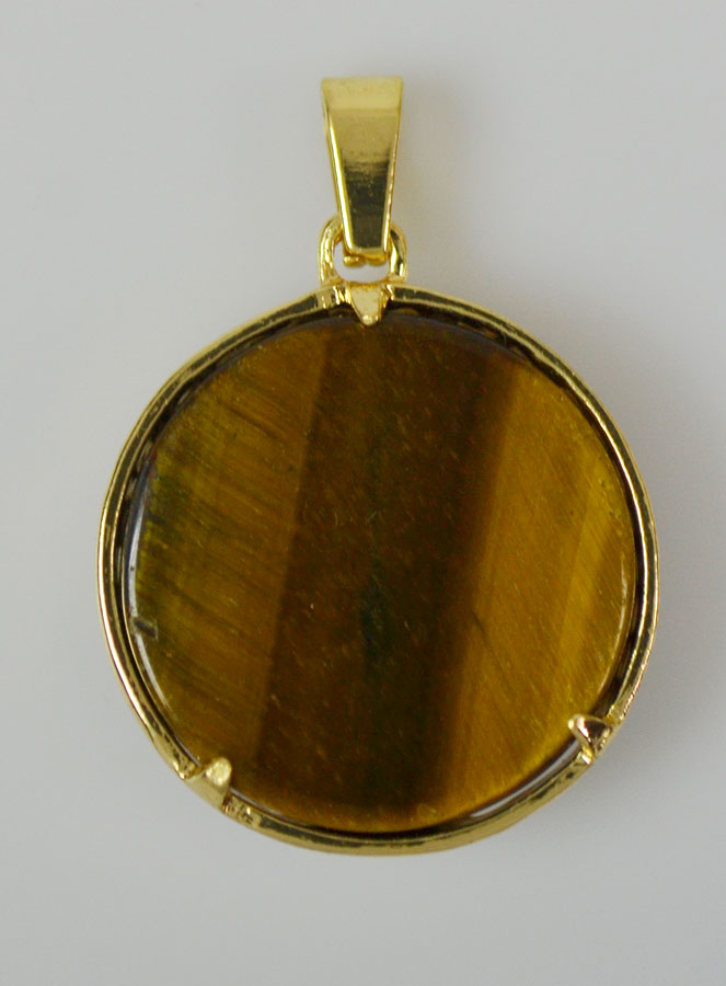 Pendentif Arbre de Vie & Pierre Oeil de Tigre - Doré (pic 4)