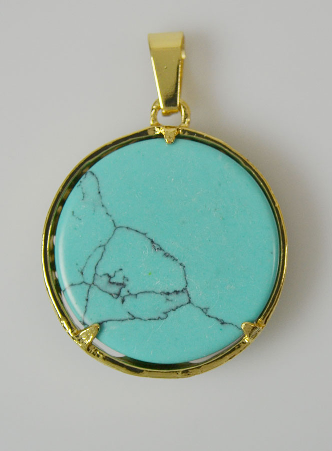 Pendentif Arbre de Vie & Pierre de Turquoise - Doré (pic 4)