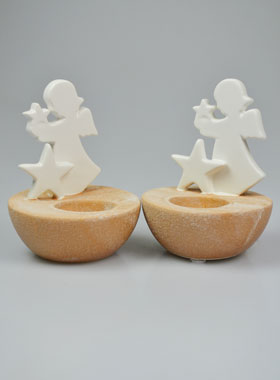 Bougeoirs Ange Gardien en Porcelaine - 12cm (pic 1)