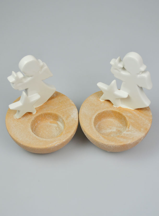 Bougeoirs Ange Gardien en Porcelaine - 12cm (pic 3)