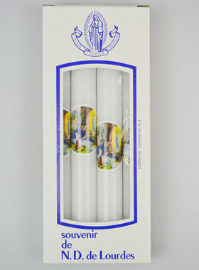 Coffret Cadeau 4 Cierges de Lourdes avec Prière de Lourdes (pic 1)