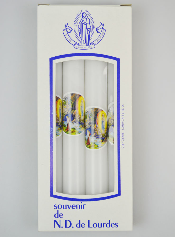 Coffret Cadeau 4 Cierges de Lourdes avec Prière de Lourdes (pic 2)