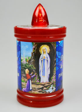 Bougie de Cimetière Rouge Notre Dame de Lourdes - 60 jours (pic 1)