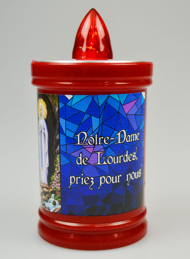Bougie de Cimetière Rouge Notre Dame de Lourdes - 60 jours (pic 3)