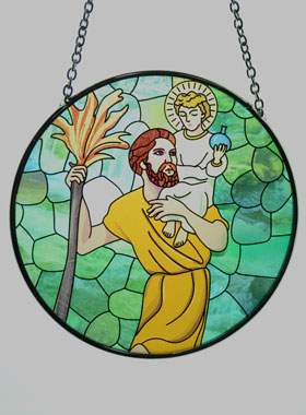 Icône Vitrail en Verre de Saint Christophe - 12cm (pic 1)
