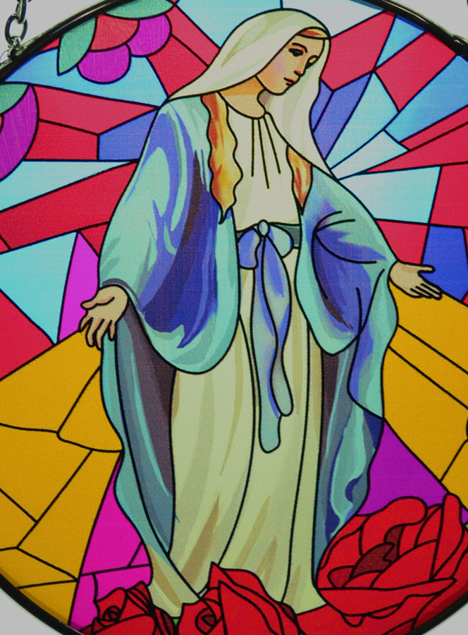 Icône Vitrail en Verre de la Vierge Miraculeuse - 12cm (pic 3)
