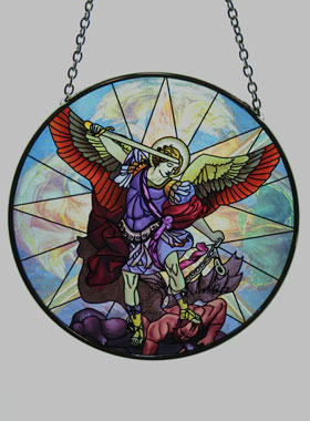 Icône Vitrail en Verre de Saint Michel - 12cm (pic 1)