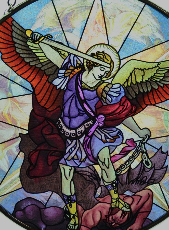 Icône Vitrail en Verre de Saint Michel - 12cm (pic 3)