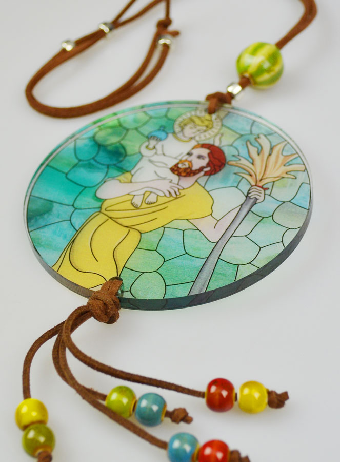 Vitrail Saint Christophe pour Voiture - 9cm (pic 3)