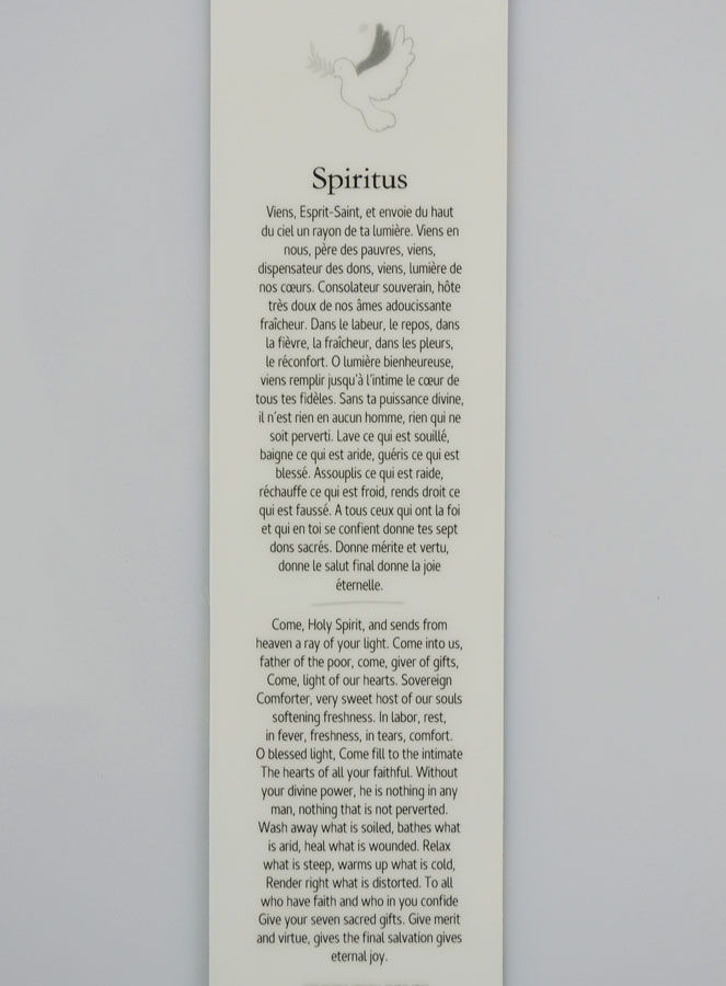 Signet de Prière Plastifié - Spiritus Sanctus (pic 4)