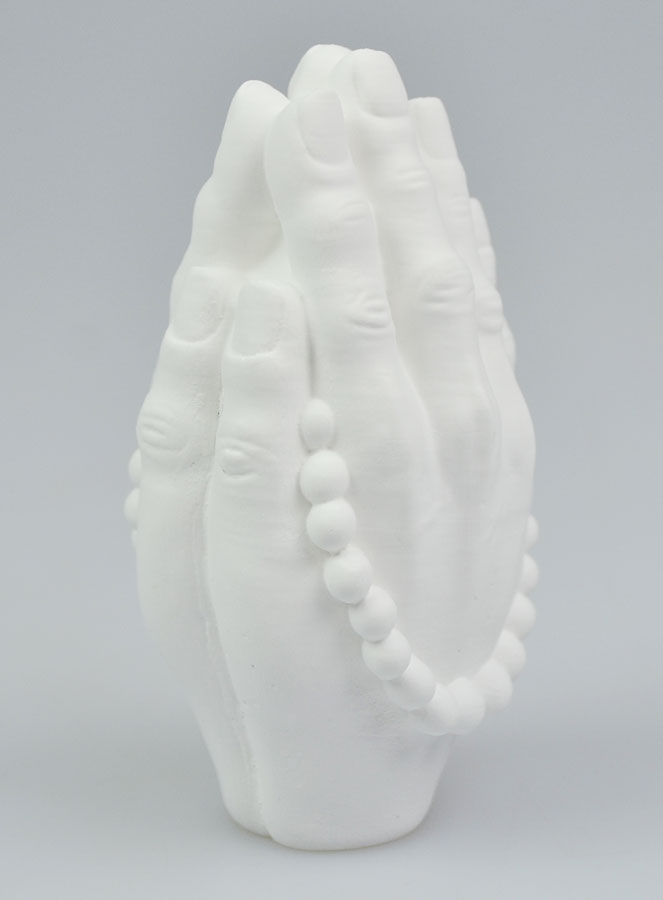 Statue Main en Prière avec Chapelet en Plâtre (pic 3)