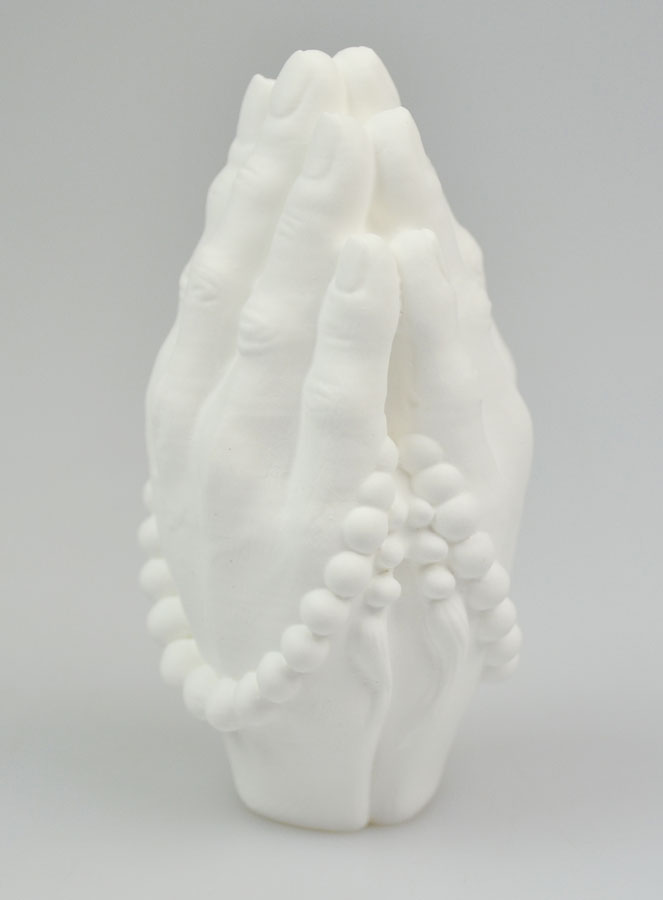 Statue Main en Prière avec Chapelet en Plâtre (pic 4)