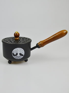 Brûle-Encens en Métal Noir - Arbre de Vie 22cm (pic 1)
