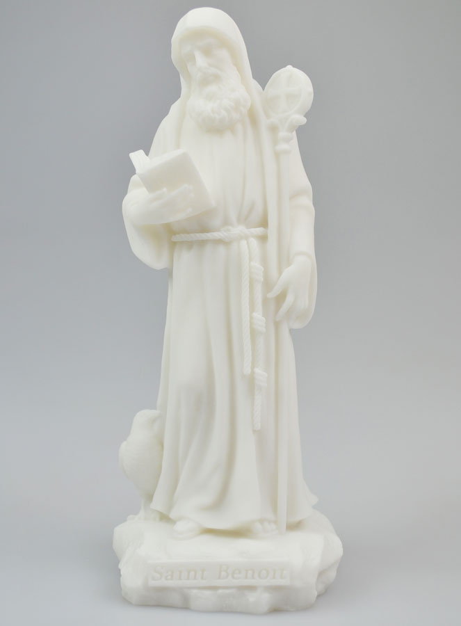 Statue de Saint Benoît en Albâtre - 19cm (pic 2)