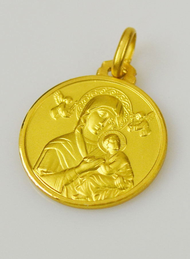 Médaille Plaqué Or Vierge du Perpétuel Secours - 18mm (pic 3)