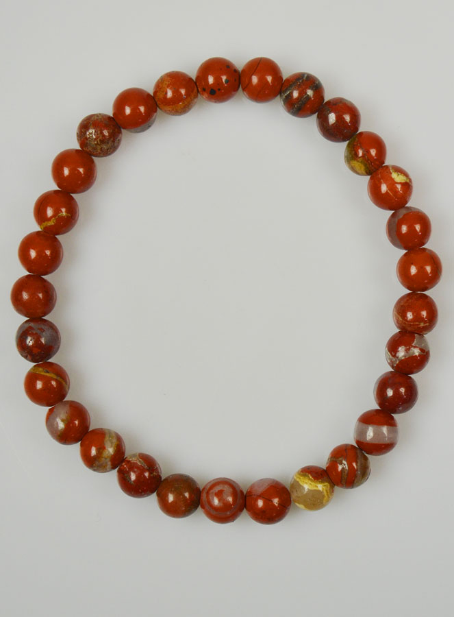 Bracelet en Pierres Naturelles de Jaspe Rouge - 6mm (pic 2)