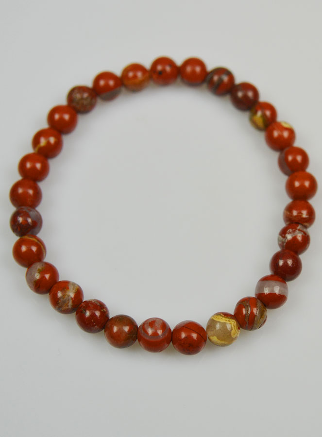 Bracelet en Pierres Naturelles de Jaspe Rouge - 6mm (pic 3)