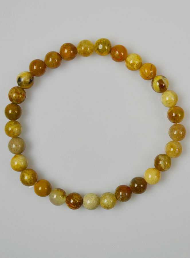 Bracelet en Pierre Naturelle de Corail Fossile - 6mm (pic 2)