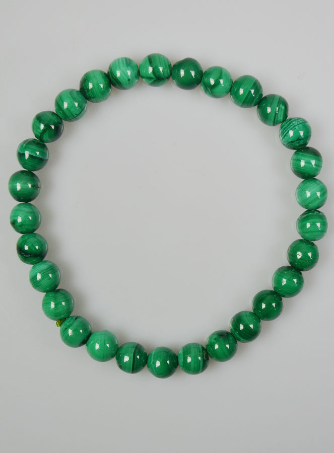 Bracelet en Pierres Naturelles de Malachite AA - 6mm (pic 2)
