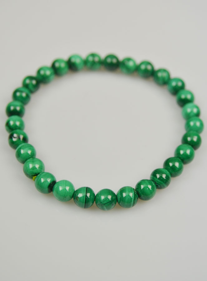 Bracelet en Pierres Naturelles de Malachite AA - 6mm (pic 3)