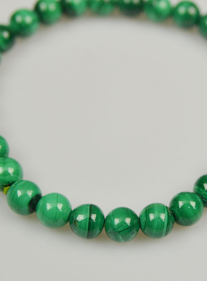 Bracelet en Pierres Naturelles de Malachite AA - 6mm (pic 4)
