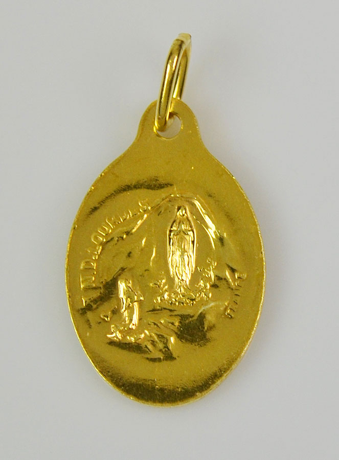 Médaille Vierge Marie Dorée Or 24 Carats - 25mm (pic 4)