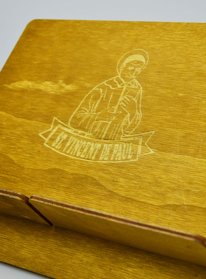 Pupitre Lutrin pour Bible - Gravé St Vincent de Paul (pic 3)