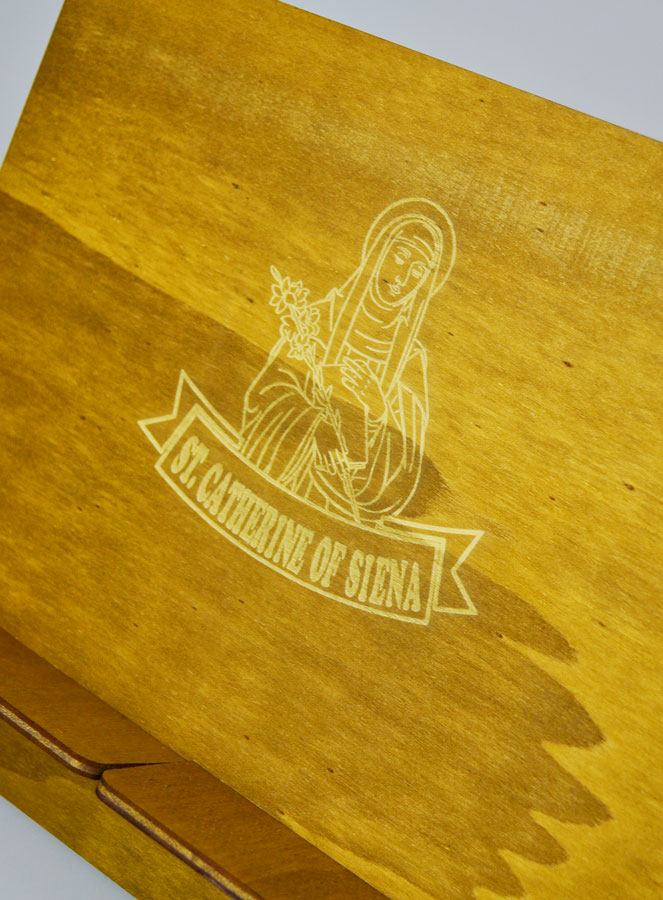 Pupitre Lutrin pour Bible - Gravé Ste Catherine de Sienne (pic 3)