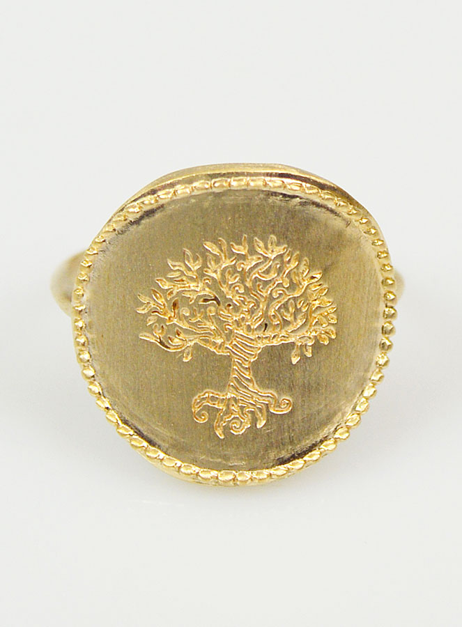 Bague Arbre de Vie Martelé - Plaqué Or 18k - Taille 50 (pic 1)