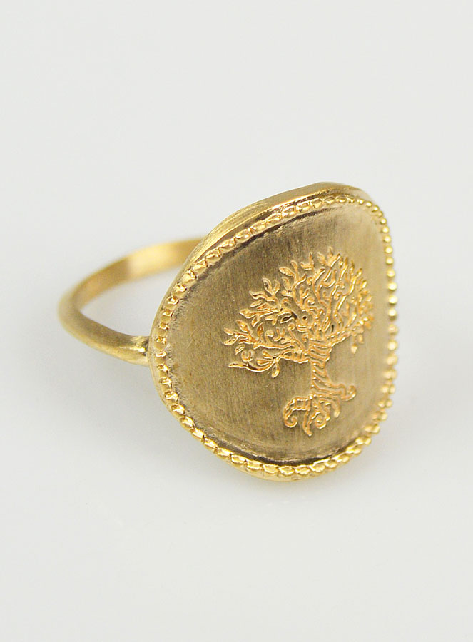 Bague Arbre de Vie Martelé - Plaqué Or 18k - Taille 50 (pic 3)