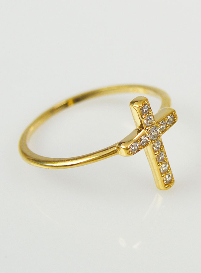 Bague Religieuse Croix & Diamants - Taille 50 (pic 3)