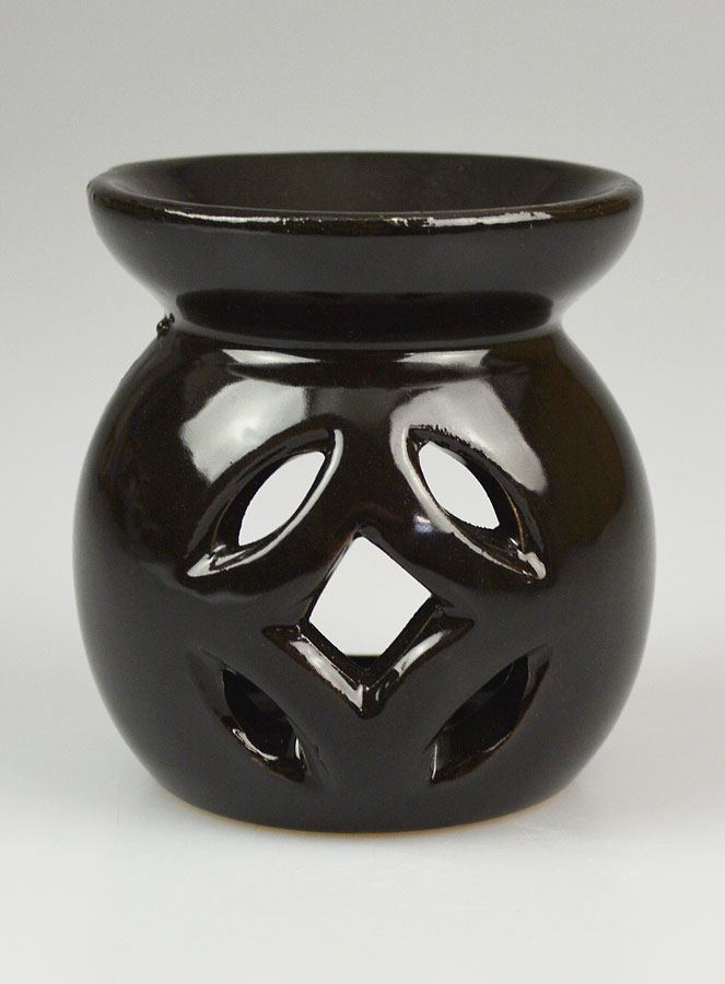 Brûle Parfum en Céramique Ajourée - Noir (pic 1)