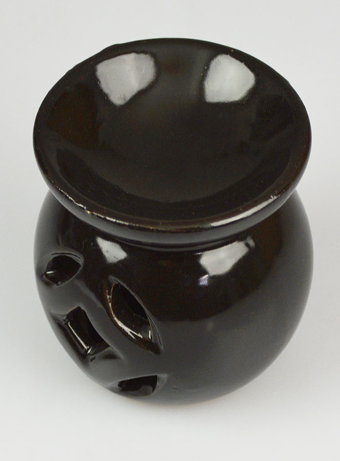 Brûle Parfum en Céramique Ajourée - Noir (pic 3)